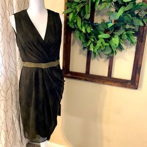 NEW Gorgeous Show Stopper Antonio Melani Cocktail Olive Green Black Dress Size 6